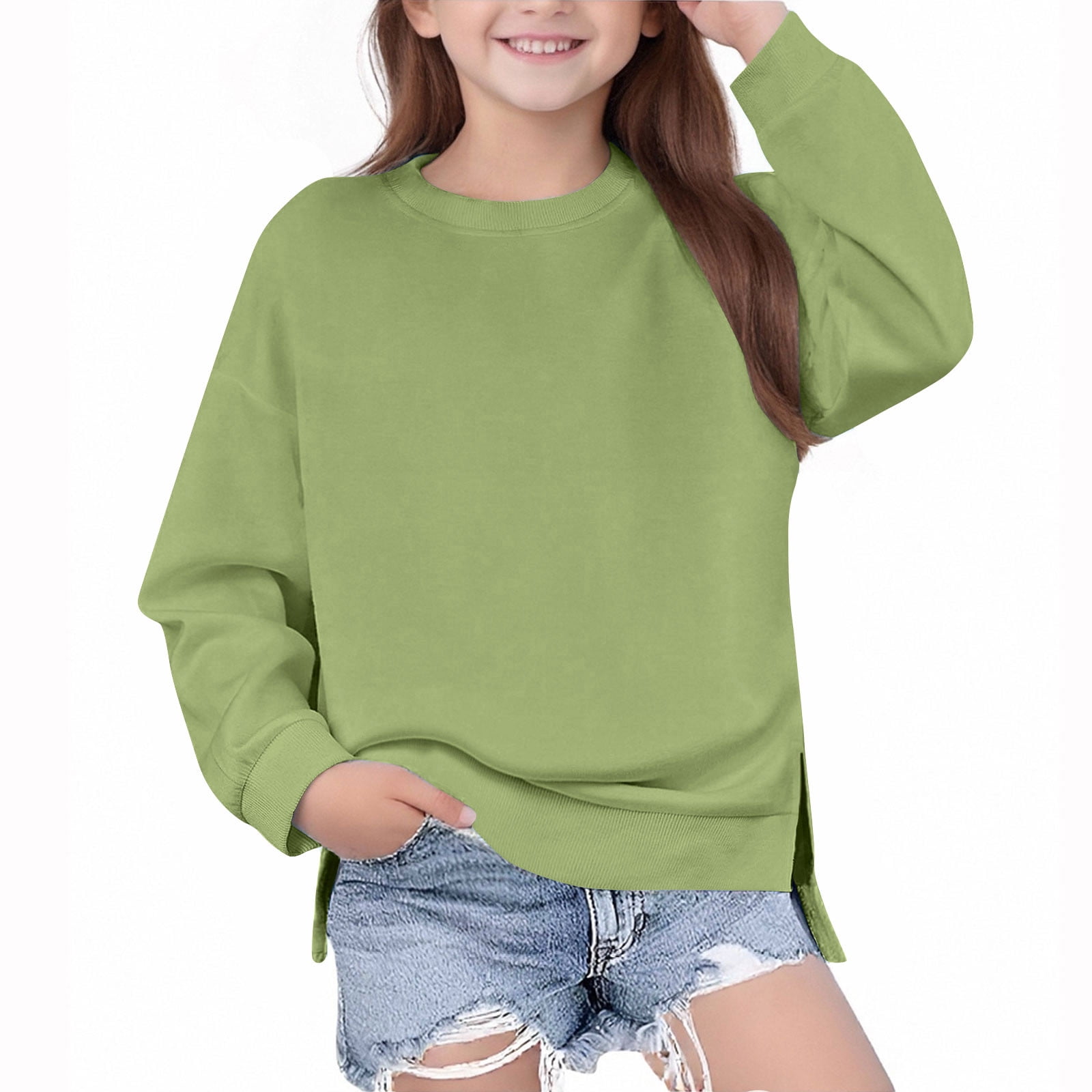 Boys Girls Fall Clothes Loose Crewneck Pullover Cotton Sweatshirt No ...