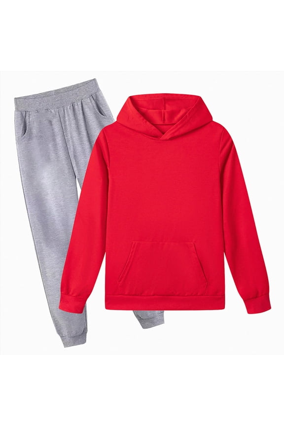 Boys Girls Fall Winter Clothing Sets Kids Thermal Two Piece Outfit Warm Cotton Long Sleeve Shirts Elastic Pants Set(Red,2-3)
