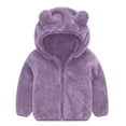 thumbnail image 1 of Boys Girls Fall Winter Fleece Hooded Jacket Full Zip Sherpa Warm Coat Long Sleeve Casual Outerwear for Daily Walks & Indoor Play(6M-4Y), 1 of 3