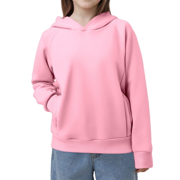Boys Girls Fall Winter Hooded Sweatshirt Long Sleeve Warm Top With Side Pockets For Casual Wear,Size:9-10 Years