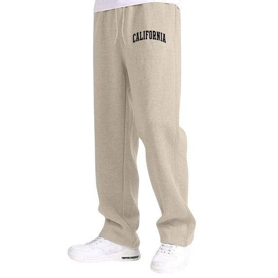 Boys Girls Fashion Baggy Sweatpants - Lightweight Straight Leg Athletic Joggers with Slant Pockets & Drawstring, Comfortable Casual Sportswear for Kids 4-13 Years(Beige,150)