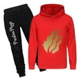 thumbnail image 1 of Boys Girls Flame Hoodie Outfit Preston Playz 2 Piece Pullover Sweatshirt and Joggers Set Game Tracksuit for Kids, 1 of 4