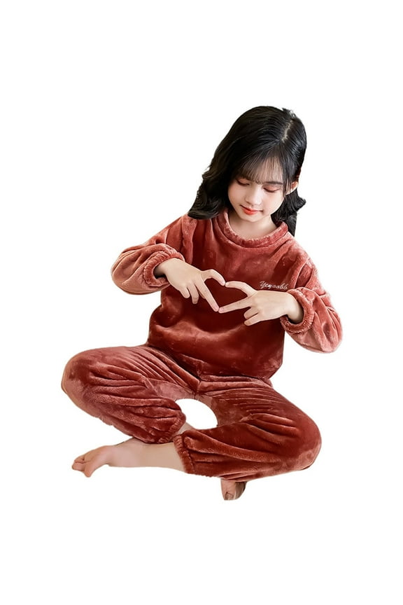 Boys' Girls' Flannel Clothes Set Fluffy Sweatshirt Top And Pants Winter Warm Soft Fuzzy Homewear With Sweatpants