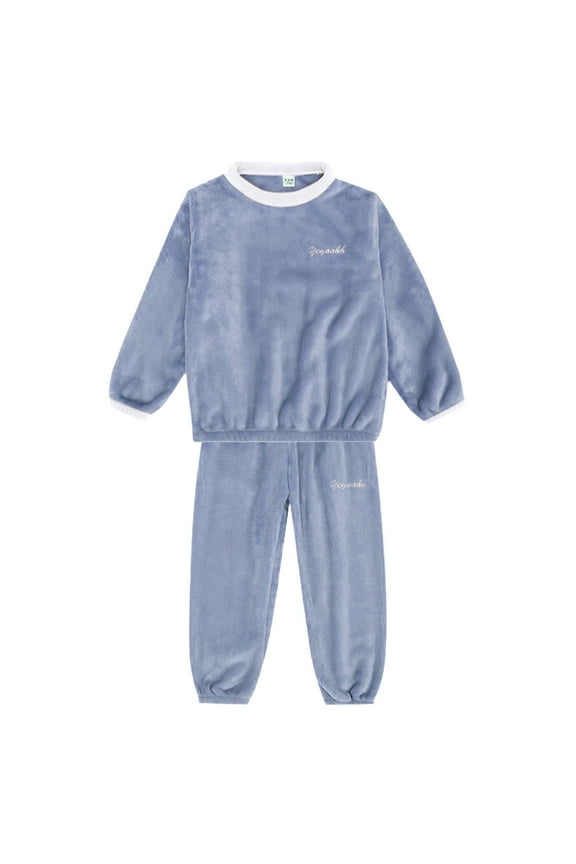 Boys Girls Flannel Pajamas 2pcs Winter Warm Softest Fleece Pjs Set Fuzzy Pullover Sweatshirt Top Pants Outfit