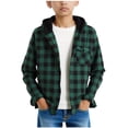 thumbnail image 1 of Boys Girls Flannel Shirt Classic Plaid Hoodie Shacket Long Sleeve Button Down Jacket Uniform Checked Coat 2026 Hooded Outwear, 1 of 6