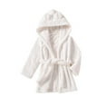 thumbnail image 1 of Boys Girls Fleece Hooded Cotton Robe Kids Soft Flannel Fuzzy Bathrobe Unisex Toddler Lightweight Robes with Belt, 1 of 6