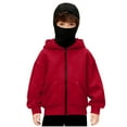 thumbnail image 1 of Boys Girls Fleece Hoodie Jacket Full Zip Hood Sweatshirt with Face Cover, Casual Fall Winter Sweatshirt Activewear Outerwear 4-15Y, 1 of 7