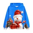 thumbnail image 1 of Boys Girls Fleece Hoodies Christmas Children's Shirt Long Sleeved Pattern T-shirt Printed Round Neck Long Top Boys and Girls Aged Hooded Sweatshirt Blue 7 Years, 1 of 3