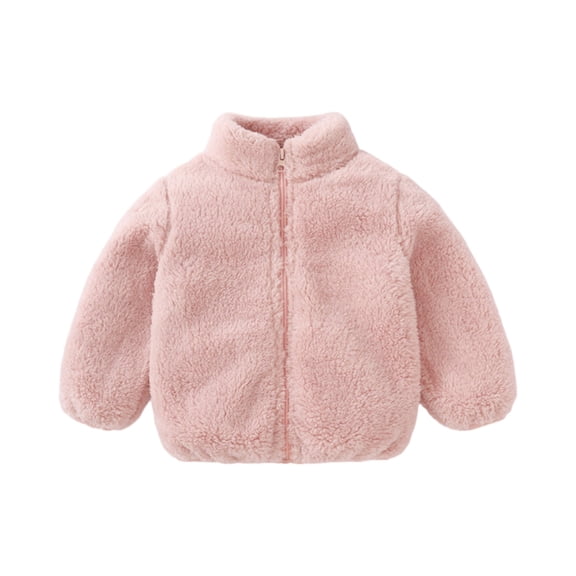 Boys Girls Fleece Jacket Soild Toddler Jackets for Girl Full Zip Fuzzy Fall Coats for Teens Windproof Warm Outerwear Pink 120