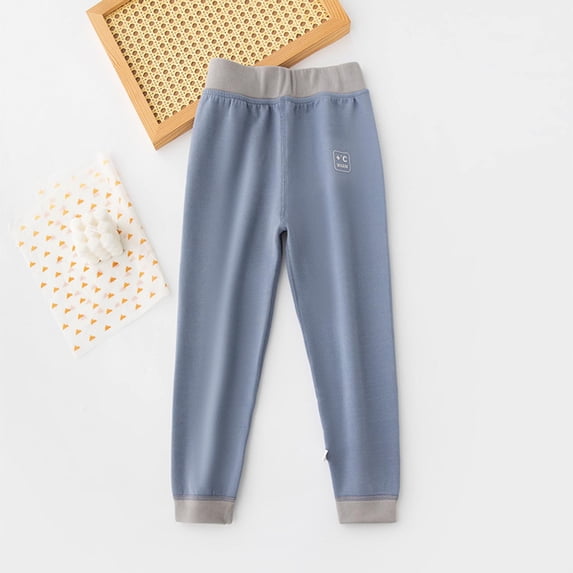 Boys Girls Fleece Jogger Pants Comfortable Casual Warm Cotton Thicken Leggings Loungewear Thermal Pants Fall Winter Casual Lightweight Loose Trousers Blue 13Y