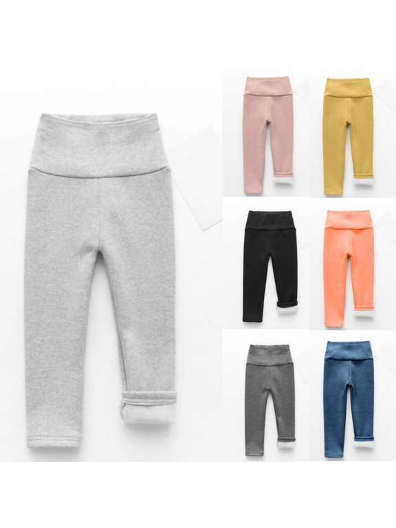 Boys Girls Fleece Lined Leggings Toddler Kids Winter Warm Leggings Thick Thermal Tights Pants