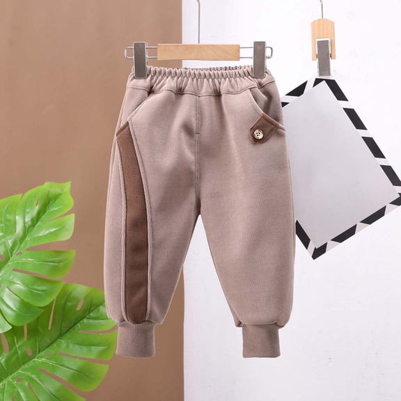 Boys Girls Fleece Lined Sweatpants, Youth Soft Cotton Athletic Jogger, Kids Basic Active Pants Boys Winter Pants Children's Velvet Thickened Casual Baby Warm Pants Boy Winter Clothes with Pockets