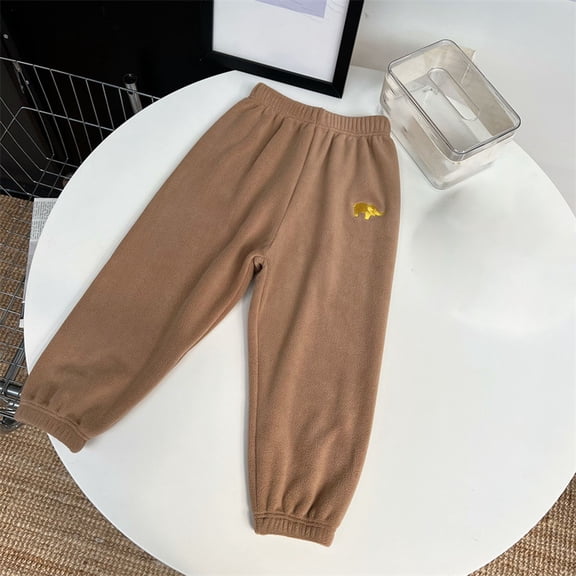 Boys Girls Fleece Pants Winter Warm Thermal Joggers Soft Lined Trousers With Elastic Cuffs For Comfortable Casual Outfit