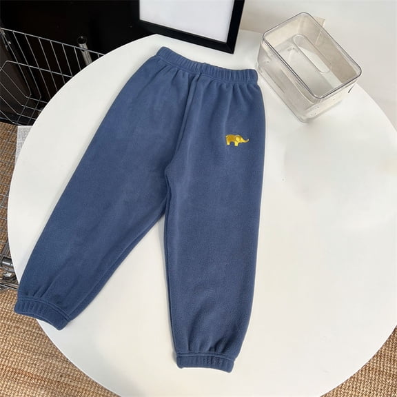 Boys Girls Fleece Pants Winter Warm Thermal Joggers Soft Lined Trousers With Elastic Cuffs For Comfortable Casual Outfit