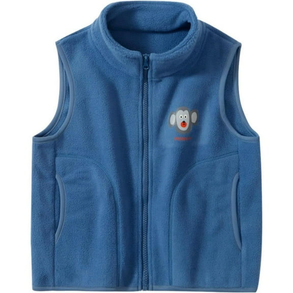 Boys Girls Fleece Vest Jacket Ligntweight Plain Full Zipper Sleeveless Collar Vest for Toddler Little Kids Big Kids Outerwear