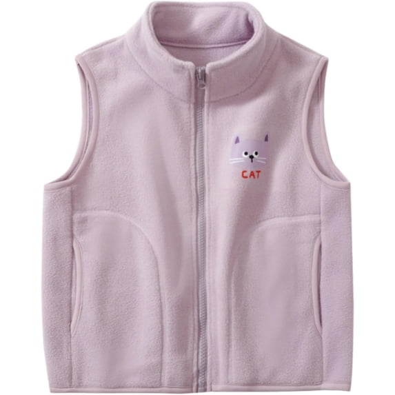 Boys Girls Fleece Vest Jacket Ligntweight Plain Full Zipper Sleeveless Collar Vest for Toddler Little Kids Big Kids Outerwear