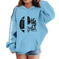 thumbnail image 1 of Boys Girls Fuzzy Hoodies Long Sleeve Hooded Sweatshirts Winter Warm Pullover Tops with Kangaroo Pocket - Sky Blue,11-12Years, 1 of 5
