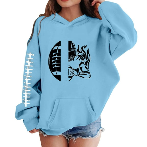 Boys Girls Fuzzy Hoodies Long Sleeve Hooded Sweatshirts Winter Warm Pullover Tops with Kangaroo Pocket - Sky Blue,13-14Years