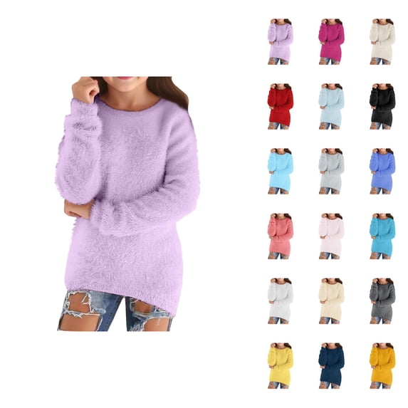 Sweaters Inconsolable Boys Girls Fuzzy Sweaters 2026 Fall Winter Fashion Long Sleeve Soft ...