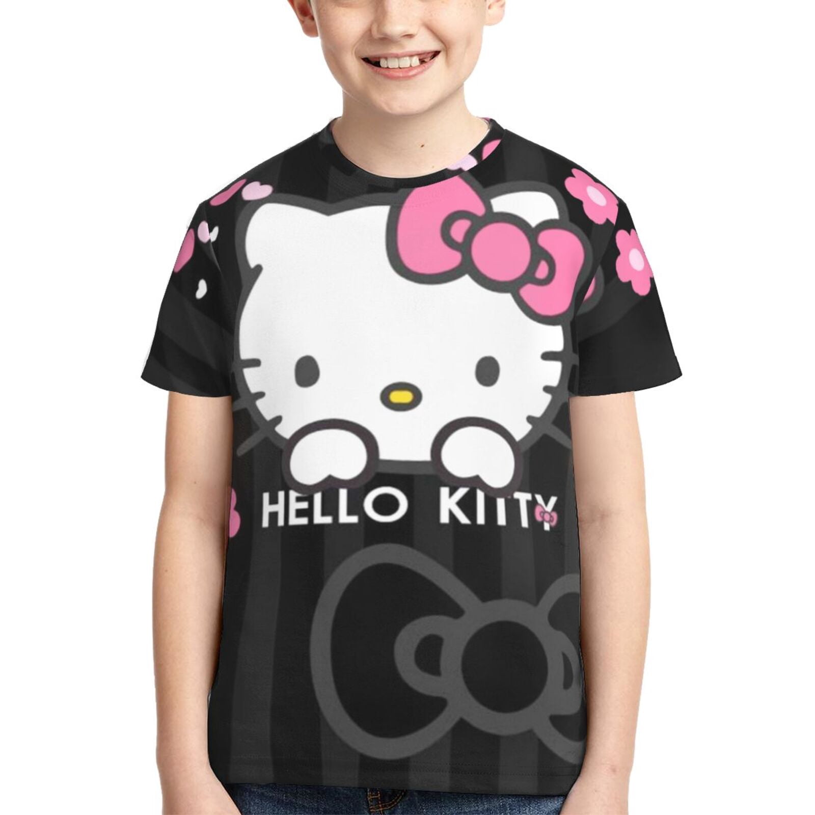 Boys Girls Game Hello Kitty T-Shirts Youth 3D Print Short Sleeve Shirts ...
