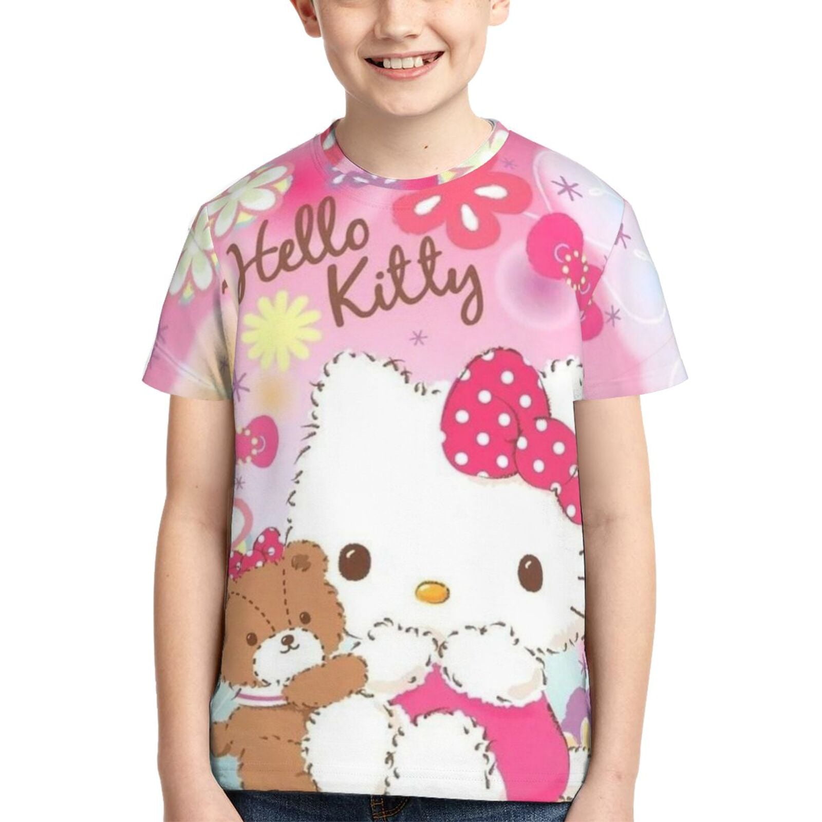 Boys Girls Game Hello Kitty T-Shirts Youth 3D Print Short Sleeve Shirts ...