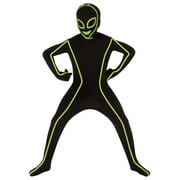 HALLOWEEN Boys & Girls Glow Alien Bodysuit Costume X Large (14-16)