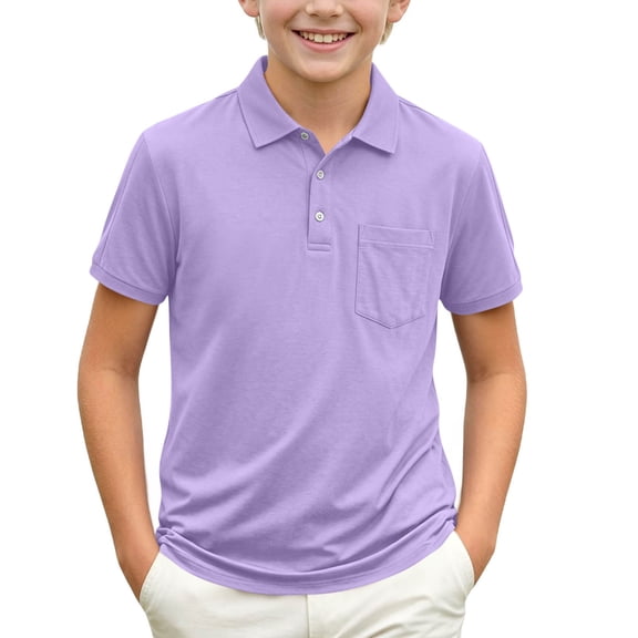 Boys Girls Golf Shirts Collared Short Sleeve Button Tee Kids Summer Casual Uniform School T-Shirt Tops With Pocket