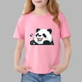 thumbnail image 1 of Boys Girls Graphic Short Sleeve Top - Panda Print Soft Breathable Tee Pink 3-4 Years, 1 of 6