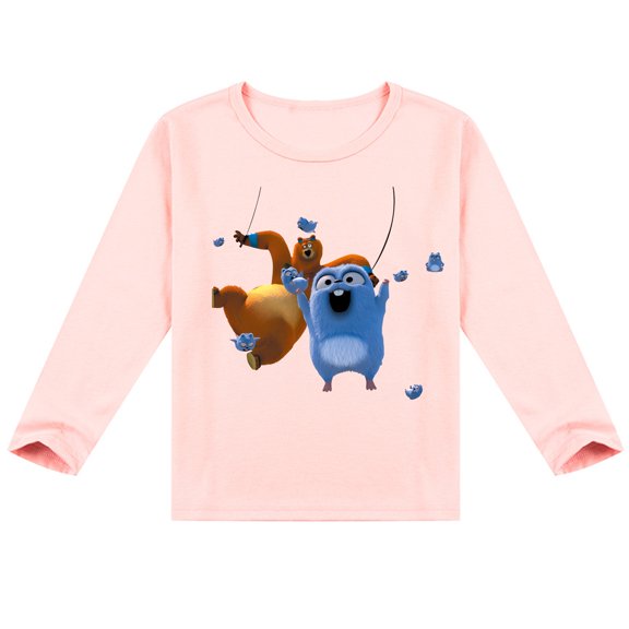 Boys & Girls Grizzly And The Lemmings Comfy Long Sleeve Tee with Cool Print, Ideal for Seasonal Wear