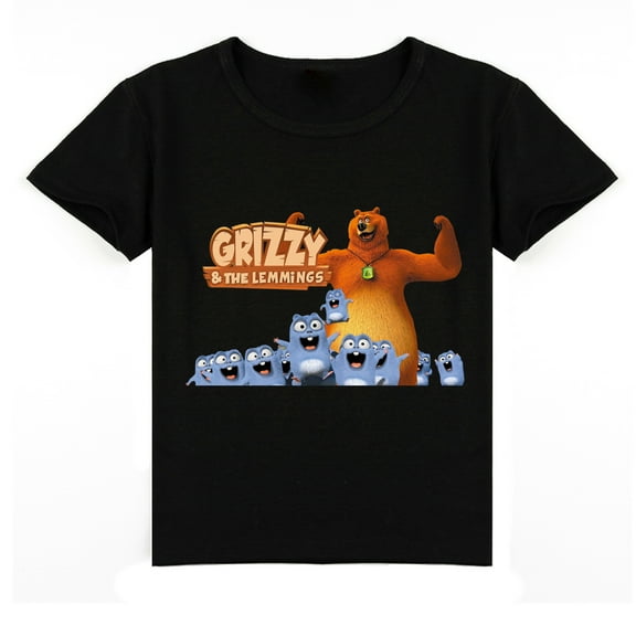 Boys Girls Grizzy and the Lemmings Cotton Crew Neck Short Sleeve T-shirt Kids Casual Top Summer Clothes