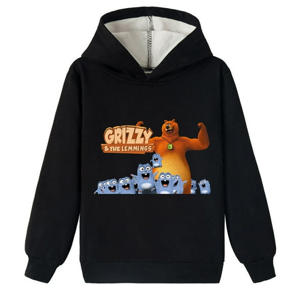 Boys Girls Grizzy and the Lemmings Fashion Brushed Sweatshirts Hoodie Baggy Tops for Kids