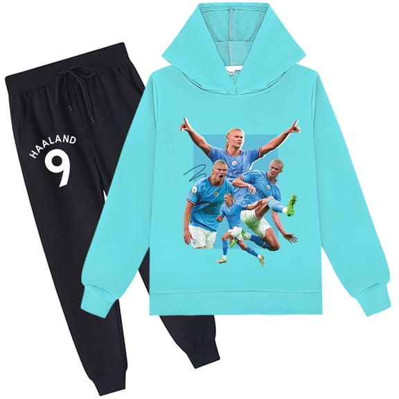 Boys Girls Haaland Hooded Sweatshirt Kids Pullover Sweatshirt Spring Sweatpants Sweatsuit for Children's