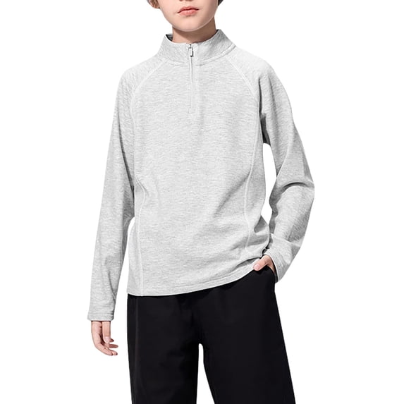Boys Girls Half Zip Pullover Sweatshirt Athletic Sport Henley Shirt Lightweight Long Raglan Sleeve Top Running Gym Activewear