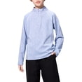 thumbnail image 1 of Boys Girls Half Zip Pullover Sweatshirt Athletic Sport Henley Shirt Lightweight Long Raglan Sleeve Top Running Gym Activewear, 1 of 8