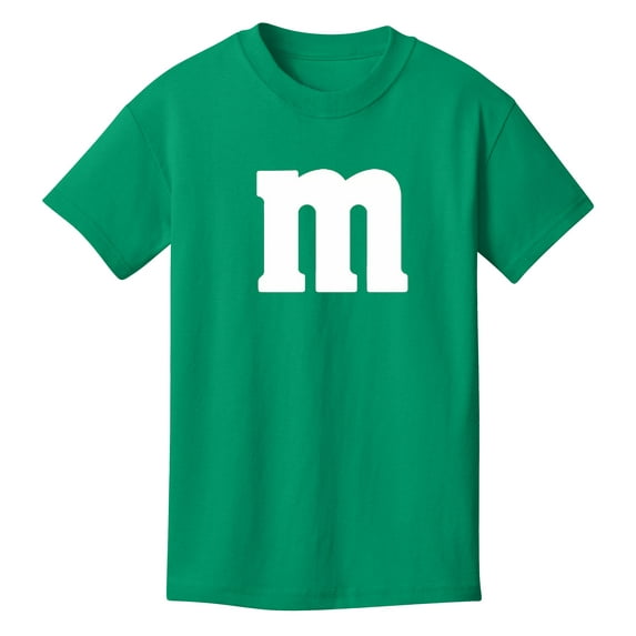 Boys Girls Halloween Candy Costume M T-Shirt Youth Size - Colorful Cosplay Party Tee with Bold Letter Graphic, Kelly Small