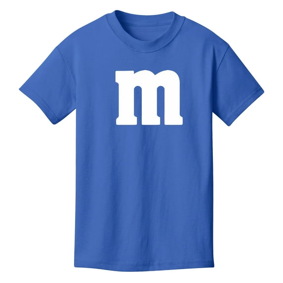 Boys Girls Halloween Candy Costume M T-Shirt Youth Size - Colorful Cosplay Party Tee with Bold Letter Graphic, Royal Blue Small