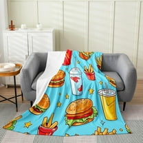 Boys Girls Hamburger Cola All Season Bed Blanket Throw 50"x60" Cartoon Food Fuzzy Blanket Kids Snack ﻿ Flannel Fleece Throw Blanket Modern Art Teens Plush Blanket Utra Soft