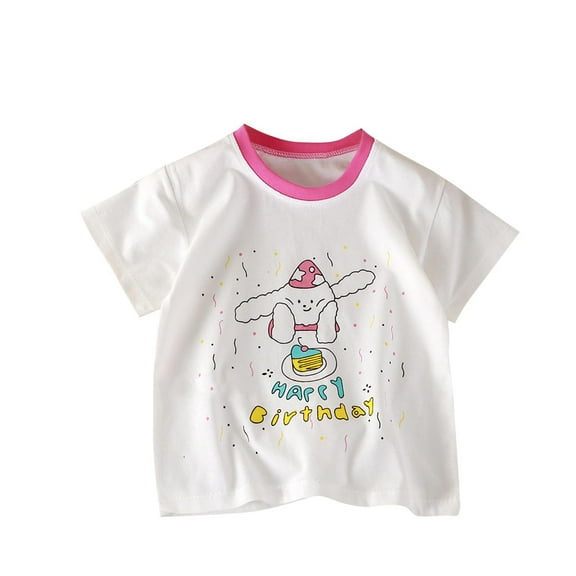 Boys Girls Happy Birthday T-Shirt Toddler Short Sleeve Birthday Shirts Tees Little Kids Cute Letter Print Top Outfit 2nd 3rd 4th 5th 6th 7th 8th Birthday Gift Tees