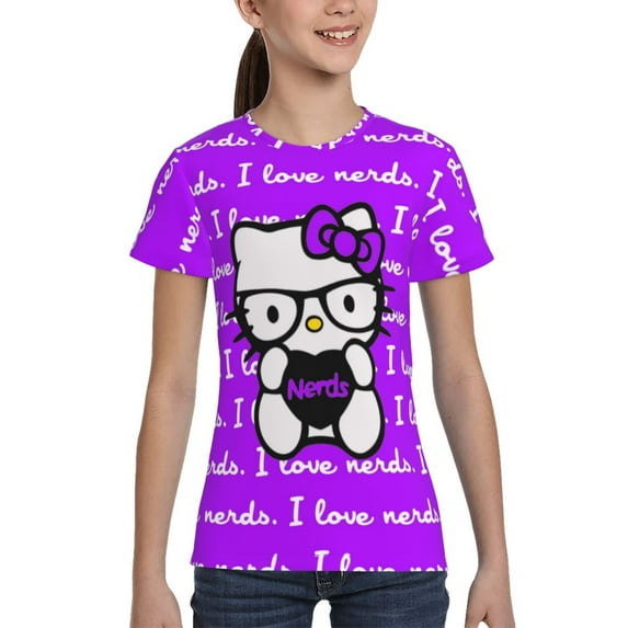 Boys Girls Hello Kitty Shirt Graphic T-Shirt Crewneck Short Sleeve 3d Colorful Tops Tees