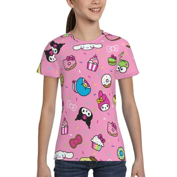 Boys Girls Hello Kitty Shirt Graphic T-Shirt Crewneck Short Sleeve 3d Colorful Tops Tees