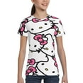 thumbnail image 1 of Boys Girls Hello Kitty Shirt Graphic T-Shirt Crewneck Short Sleeve 3d Colorful Tops Tees, 1 of 6