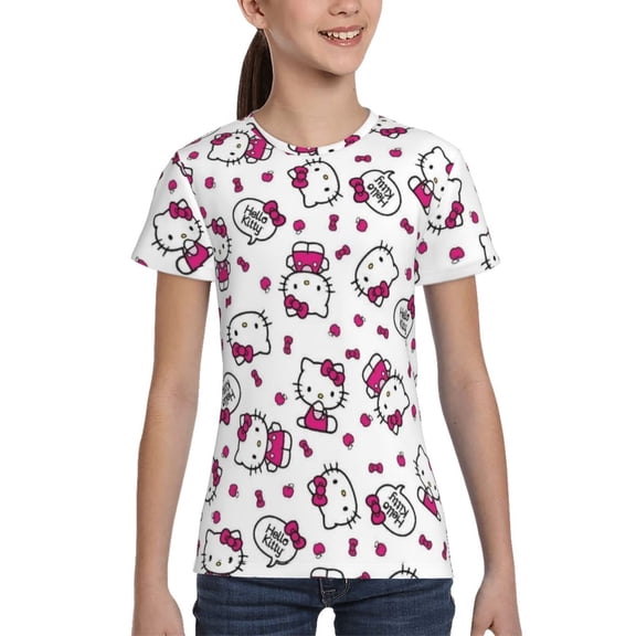 Boys Girls Hello Kitty Shirt Graphic T-Shirt Crewneck Short Sleeve 3d Colorful Tops Tees