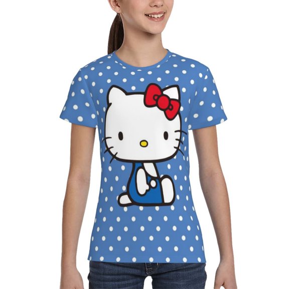 Boys Girls Hello Kitty Shirt Graphic T-Shirt Crewneck Short Sleeve 3d Colorful Tops Tees