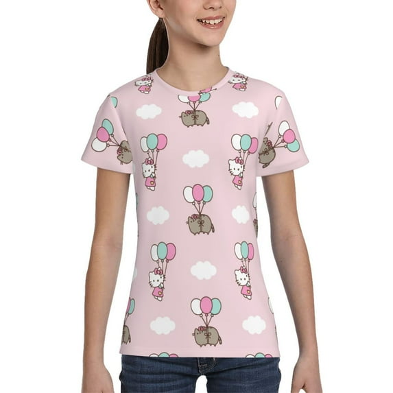 Boys Girls Hello Kitty Shirt Graphic T-Shirt Crewneck Short Sleeve 3d Colorful Tops Tees