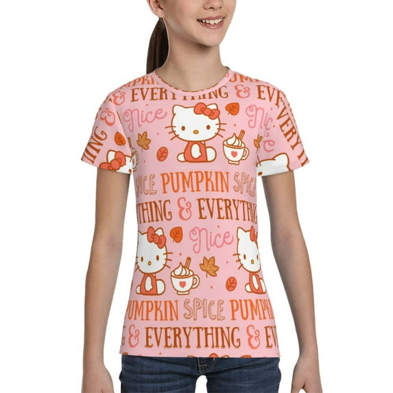 Boys Girls Hello Kitty Shirt Graphic T-Shirt Crewneck Short Sleeve 3d Colorful Tops Tees