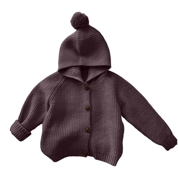 Boys Girls Hooded Cardigan Sweater Soft Knit Fall Winter Jacket Cute Design Warm Outerwear for Kids