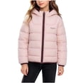thumbnail image 1 of Boys Girls Hooded Cotton Jacket Quilted Down Winter Zip Up Outerwear with Contrast Trim Warm Packable Coat, 1 of 9