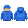 thumbnail image 1 of Boys Girls Hooded Down Jacket Winter Warm Fleece Coat Windproof Zipper Puffer Outerwear,1-6 Years, 1 of 12
