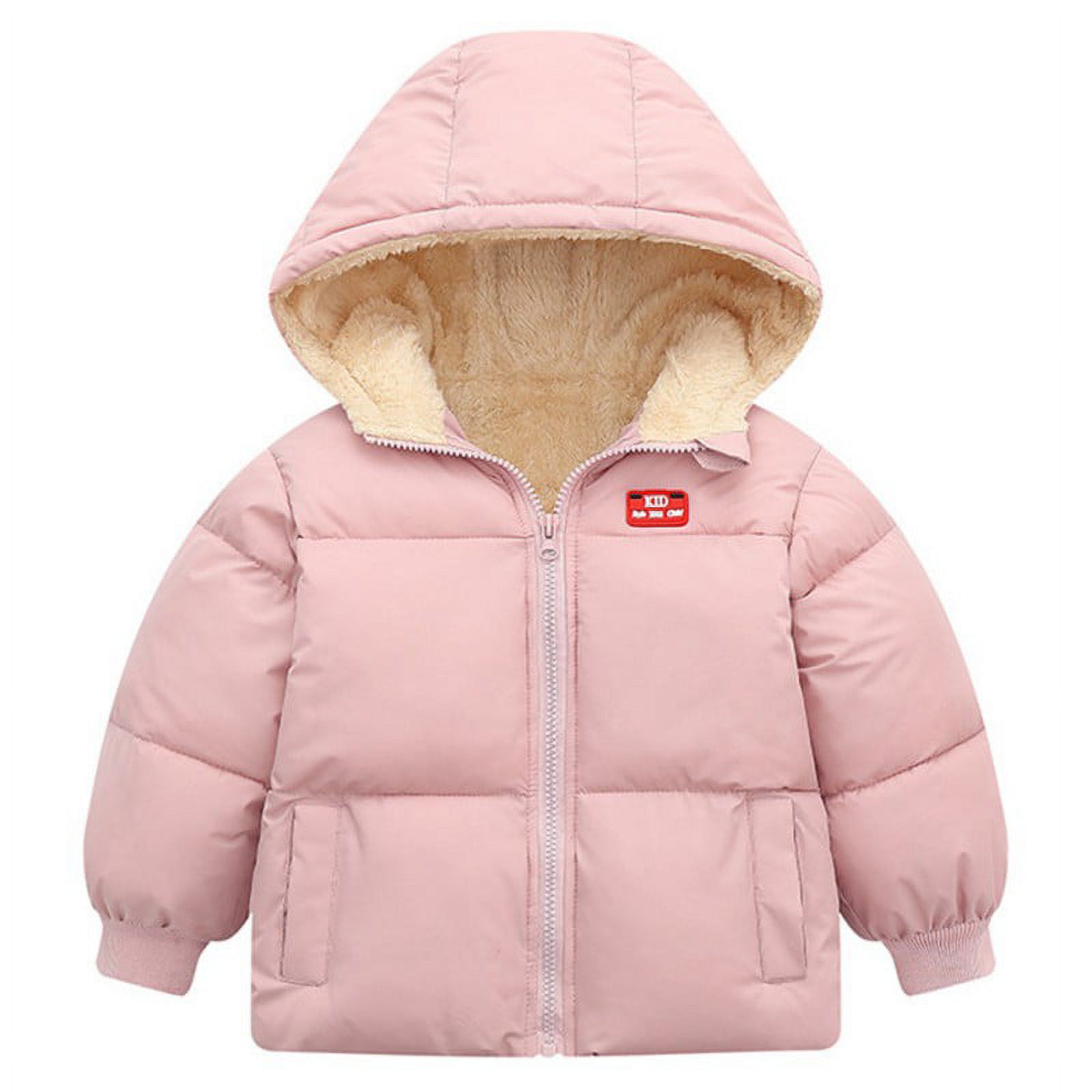 Boys Girls Hooded Down Jacket Winter Warm Fleece Coat Windproof Zipper Puffer Outerwear 18M-6T - image 1 of 5