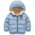thumbnail image 1 of Boys Girls Hooded Down Jacket Winter Warm Fleece Coat Windproof Zipper Puffer Outerwear 2T-6T, 1 of 7
